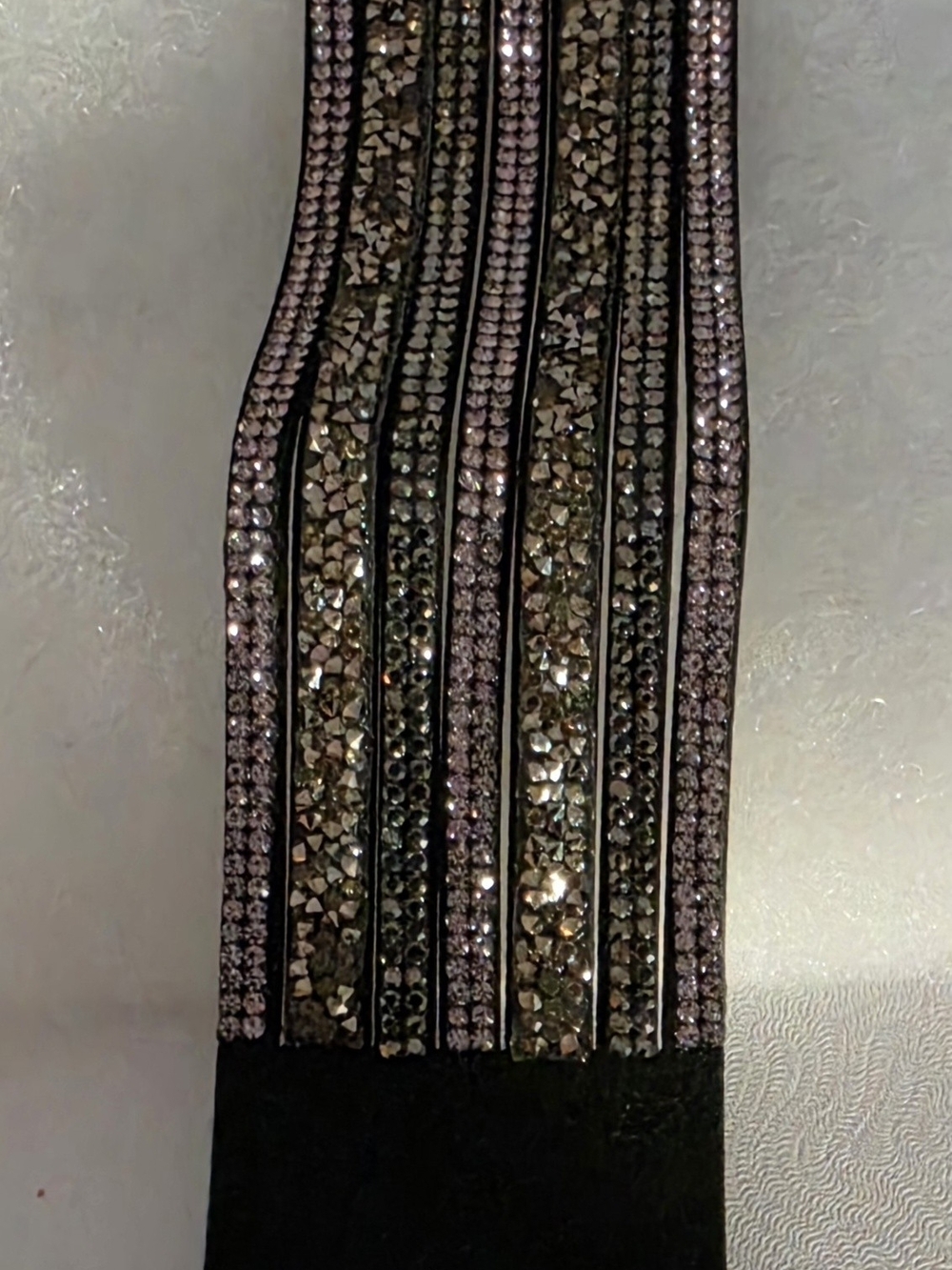 Multi-Row Crystal Stretch Bracelet in Black and Silver